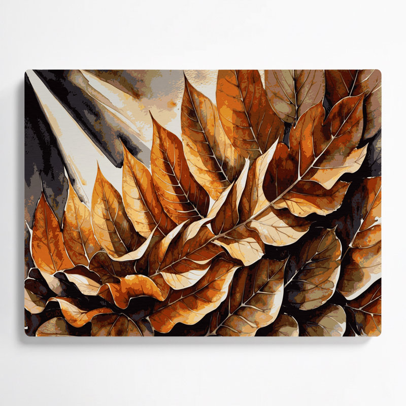 Art mural en métal feuilles de châtaignier botanique brun, H 288 po x l 432 po x P 0,05 po