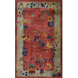 Wool Knotted Chinese 1920s Antique - Art Deco Rectangle Small Scatter Size Rug