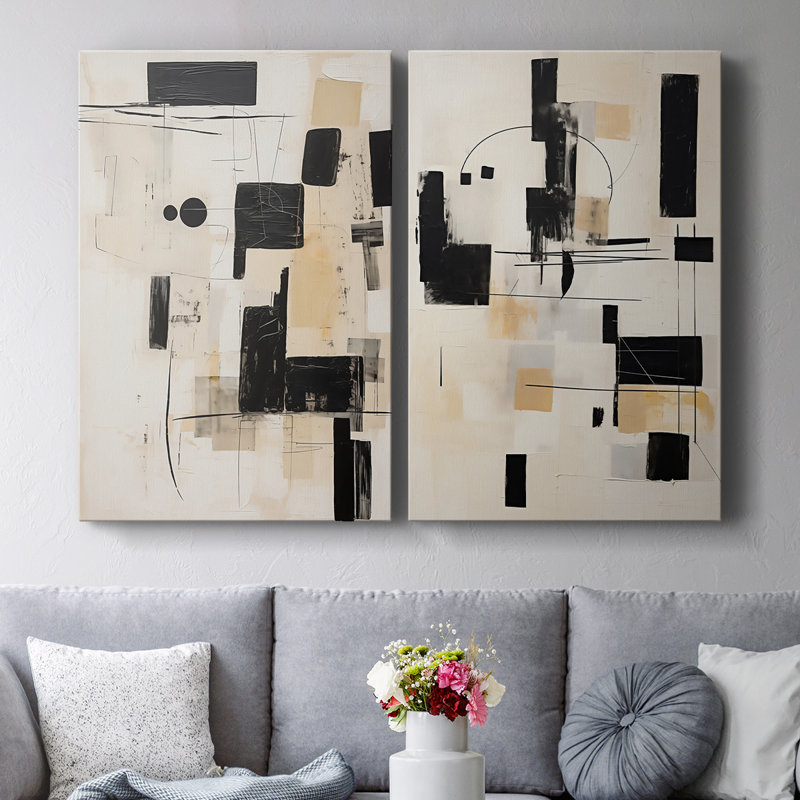 ABSTRACT Series CCCCLX-III - Toile tendue avec châssis de qualité supérieure - Prêt à être accroché, H 27 po x l 36 po
