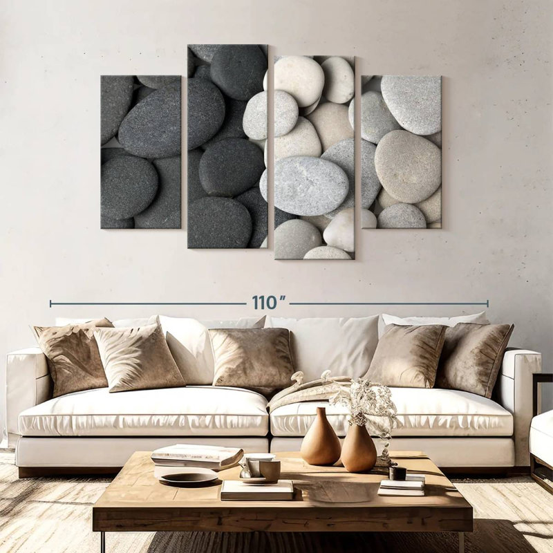 Alvord pierres noires et blanches, H 54 po x l 84 po