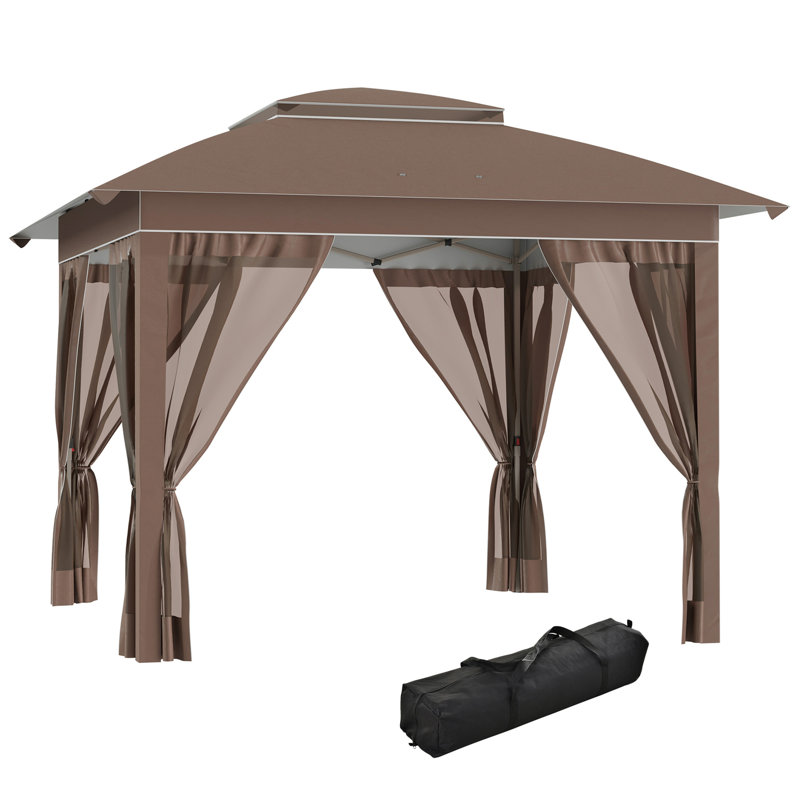 12' X 12' Pop Up Canopy Tent With Netting And Carry Bag, Instant Sun Shelter With 137 Sq.Ft Shade, Tents For Parties, Height Adjustable, For Outdoor, Garden, Patio