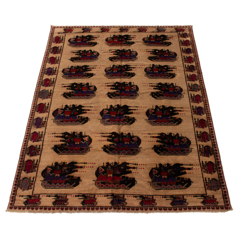 Tapis unique en laine noué à la main de style années 1990 6 pi 7 po x 9 pi 0 po Irini