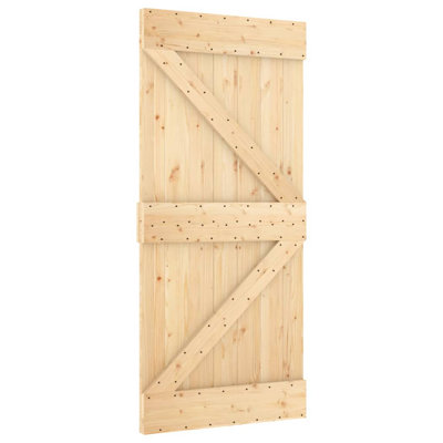 Porte coulissante avec quincaillerie en bois de pin massif 39,4 x 82,7 po Vidaxl