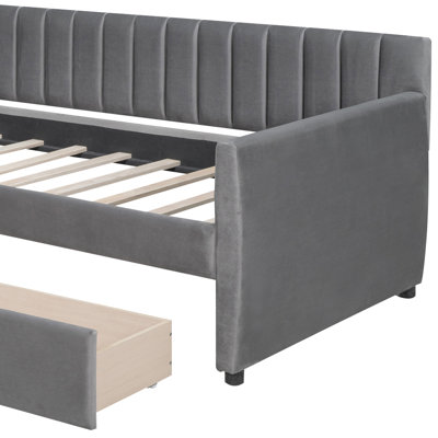 Rejina Modern style upholstered daybed with two drawers for bedroom and living room