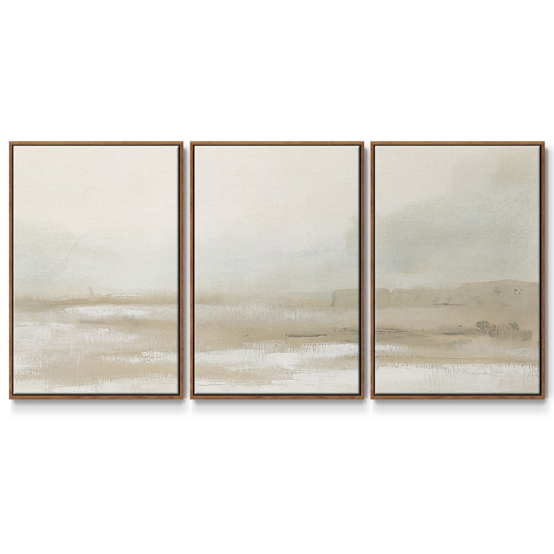 Neutre brume Mesa I - Toile encadrée multi-pièces, H 36 po x l 75 po x P 2 po, Noyer