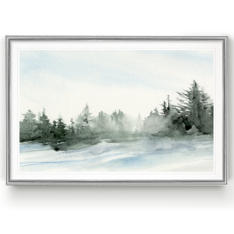 «Evergreen In The Distance I», reproduction d'art sur toile, H 30,5 po x l 42,5 po x P 1,5 po, Cadre argenté