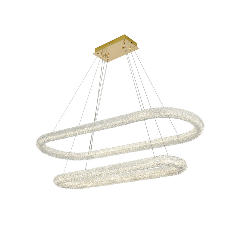 Brindalla 9 - Light Dimmable Tiered Chandelier, Satin Gold, 12" H x 51" W x 51" D