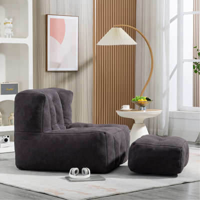 Fauteuil à billes Fluffy, fauteuil à billes confortable pour adultes, fauteuil paresseux super doux avec mousse à mémoire de forme et repose-pieds, fauteuil à billes d'intérieur moderne pour salon, chambre à coucher, appartement