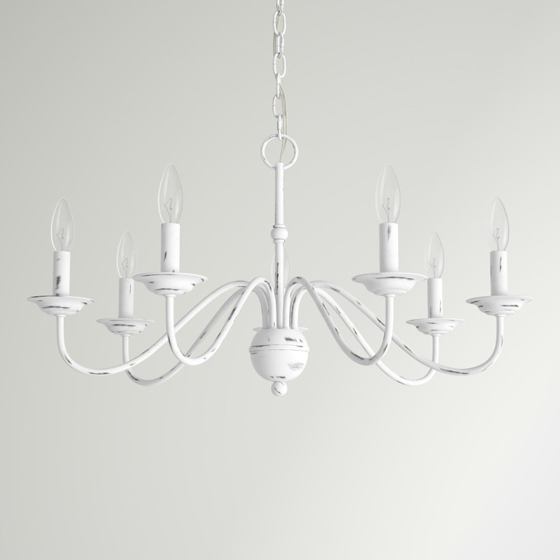 Lustre classique / traditionnel à 7 lumières de style bougie Seiling, Blanc antique