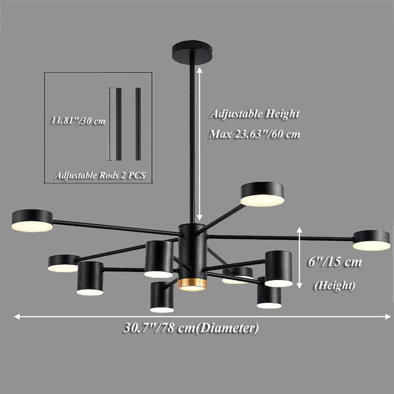 10-Light 30.7" Modern Sputnik LED Chandelier