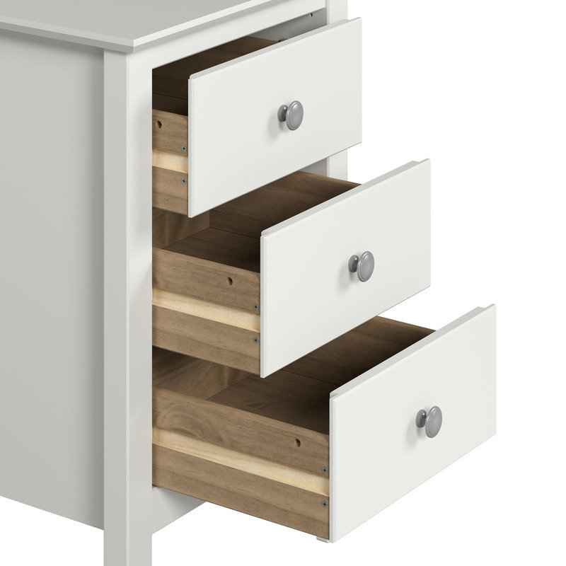  Three Drawer End Table/Nightstand - White, White