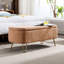 Banc de rangement doré en fausse fourrure de chameau pour le salon