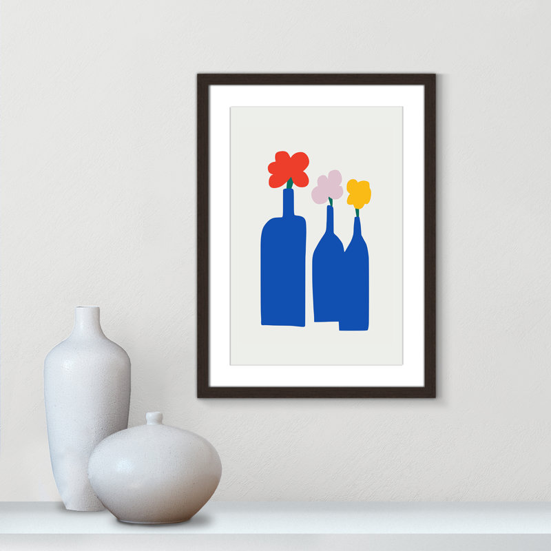 «Bold Blooms Trio Print» par Dean, Open Grain Walnut, L 17 po x H 23 po, Matted Print