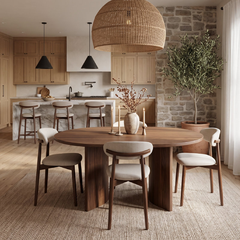 Ensemble de 7 chaises de salle à manger et tabourets de bar COLAMY NOYA, Beige, 4 Dining Chairs+3 Bar Stools