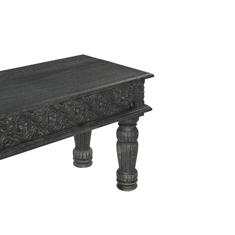 Banc en bois Aarohi, Noir, 58" W