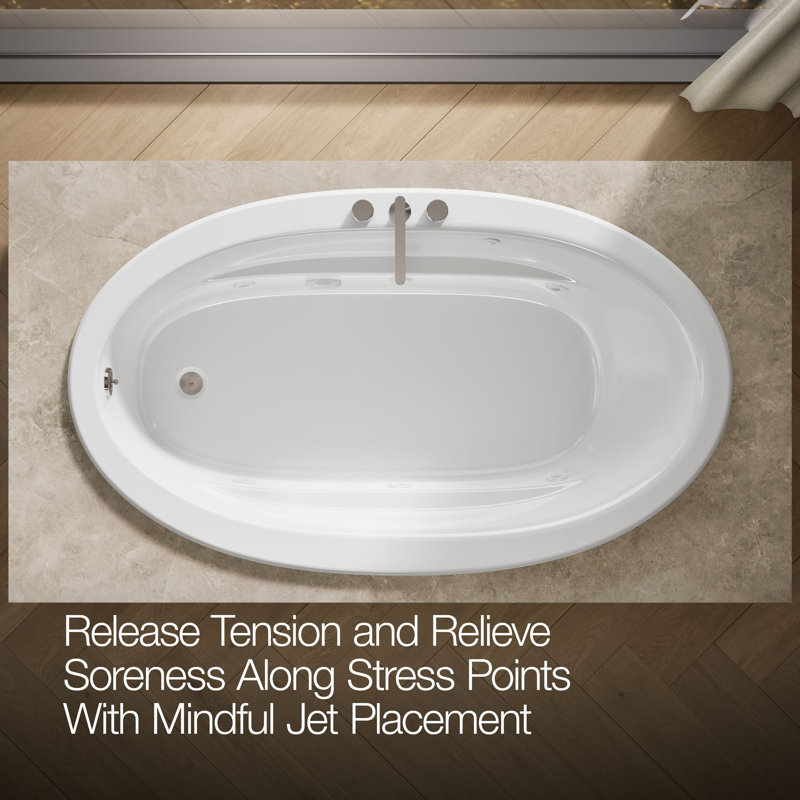 Sunward 60" x 42" Undermount Whirlpool Bathtub, White, Yes