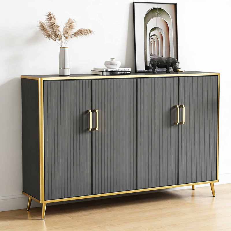 Armoire à chaussures de style américain, H 39,37 po x l 62,99 po x P 14,17 po, Gris