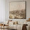 Très grande reproduction d'art sur toile «Rustic Village by the River» pour le salon ou la chambre à coucher - «Assemblage requis du cadre (cadre non fini)»