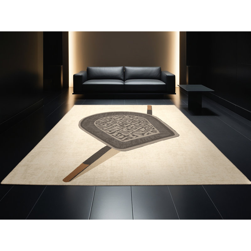 Machine Washable Vehicles And Transportation Wheelbarrow Country Rustic Block Print Rug in Beige – Beige Binding, 4x6