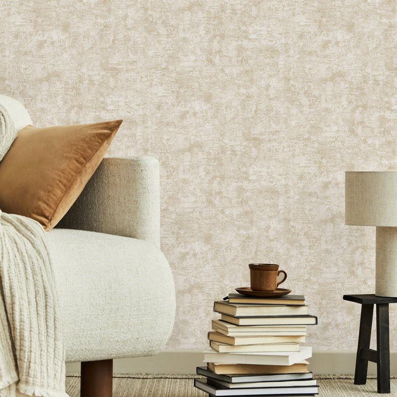 Boutique Ornamental Texture Textured Plain 10m x 52cm Matte Wallpaper Roll, Cream