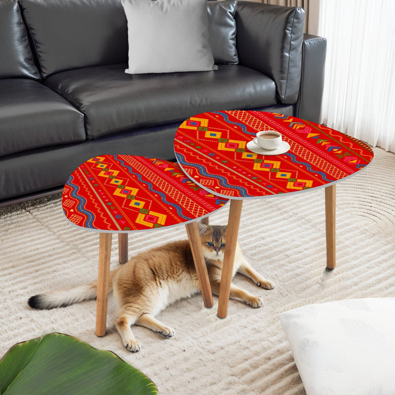 Ensemble de 2 tables gigognes triangulaires sans couture pour Cinco de Mayo