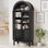 Armoire de rangement arquée en acrylique - portes doubles et trois tiroirs (noir)