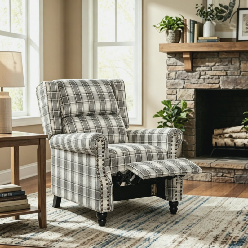 87.5cm Wide Glider Standard Recliner, Grey Linen