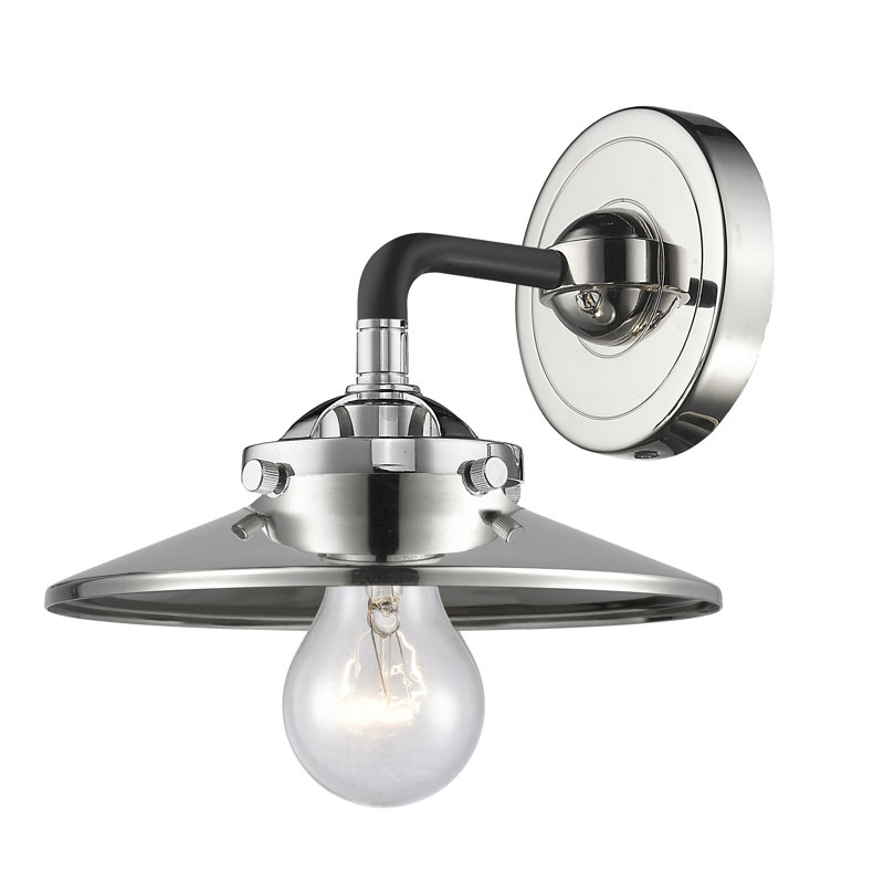 Clintonpark Armed Sconce, 6 Watt Vinage LED Bulb, Black/Polished Nickel, Polished Nickel