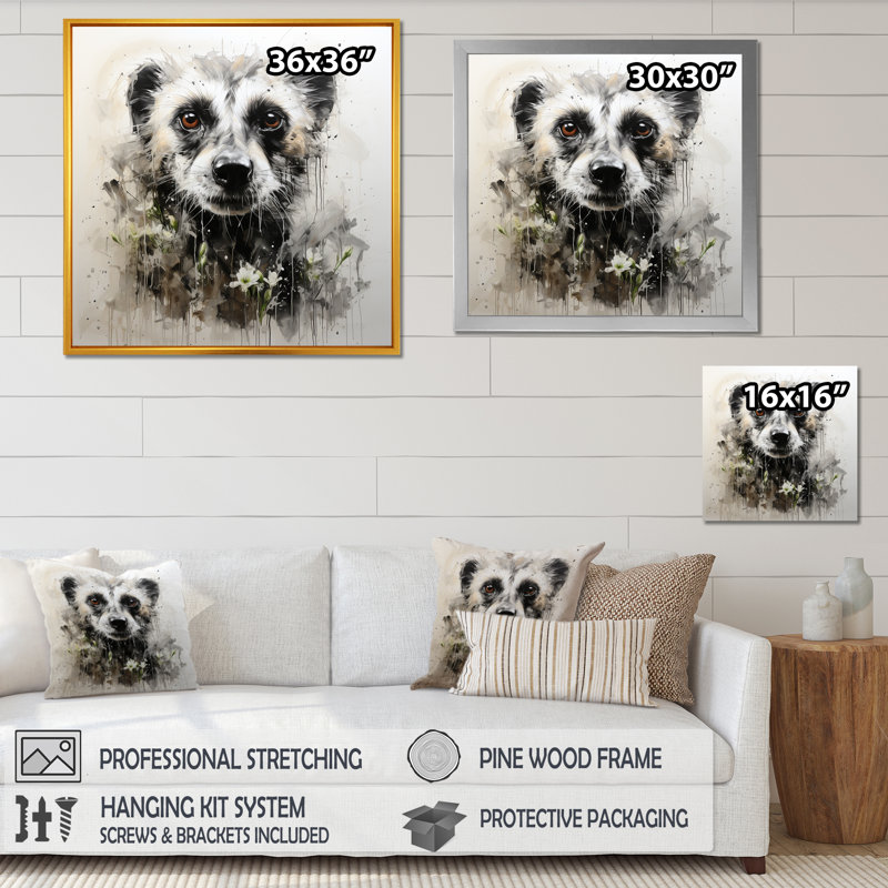 «Grey Meadow», art mural Meercat II rétro, H 16 po x l 16 po x P 1 po, Cadre flottant doré