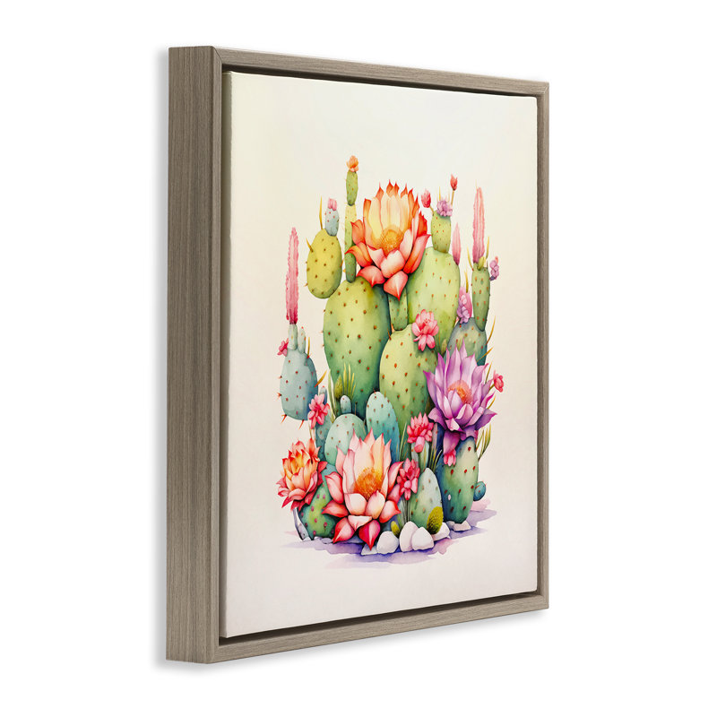 «Desert Spring Blooms», art mural encadré flottant par Andrea Haase, Cadre flottant orme Montalcino, H 25 po x l 25 po
