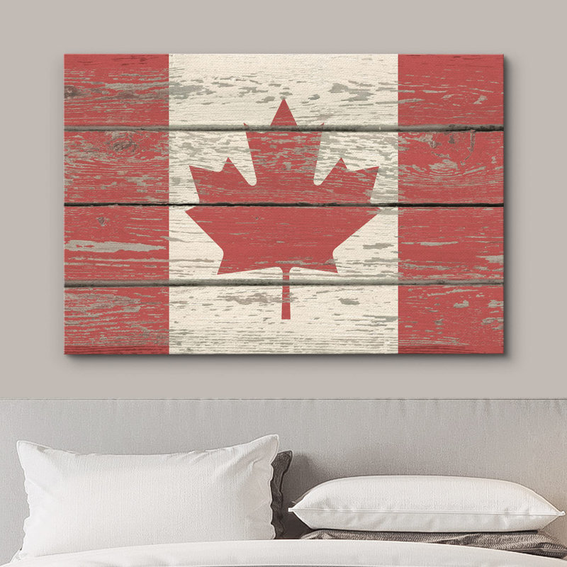 «Country Country» «Vintage Wood-Pavement Effect Canadian Flag», H 16 po x l 24 po x P 1,5 po