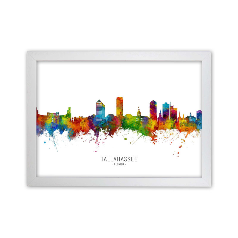 Tallahassee Florida Skyline by Michael Tompsett - Print, White Framed, 25cm H x 34cm W x 3cm D