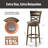 30” Vintage Upholstered Wood Counter Stool With Wide Back And Faux Leather Seat-863424949-863402588