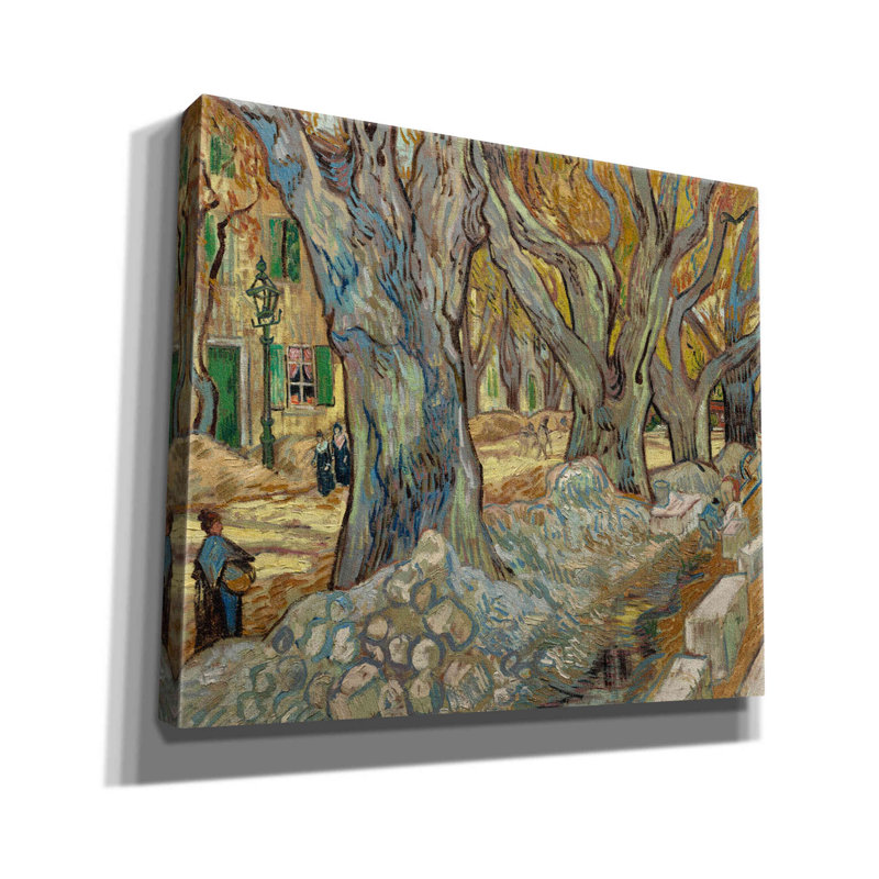 «Miamiville The Large Plane Trees Road Mender At Saintrmy 1889» sur toile par MASTERS, H 26 po x l 30 po x P 1,5 po