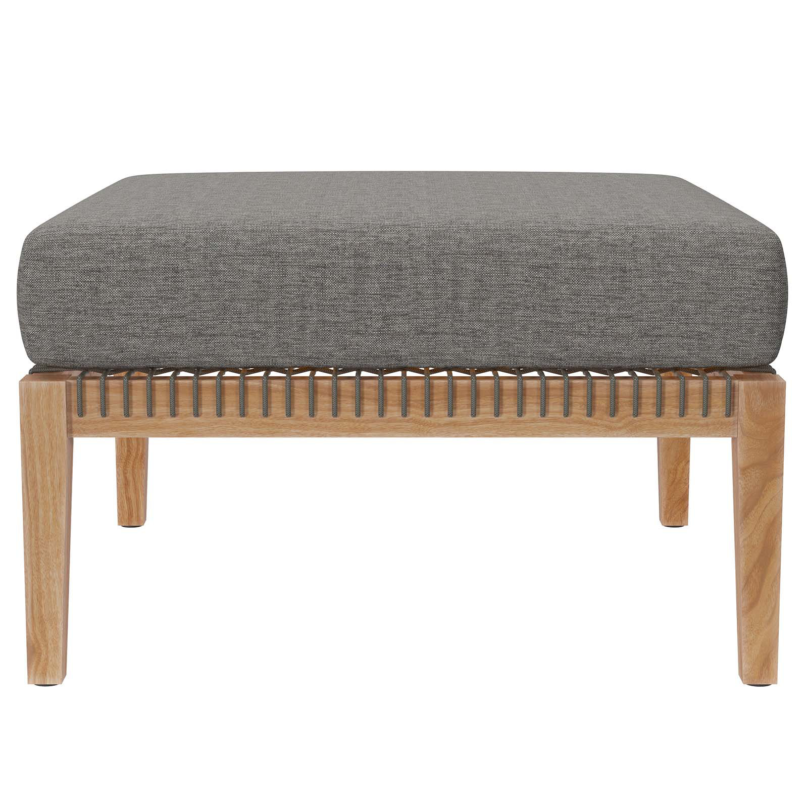 Modway Clearwater Outdoor Patio Teak Wood Ottoman in Gray Light Brown main image 1