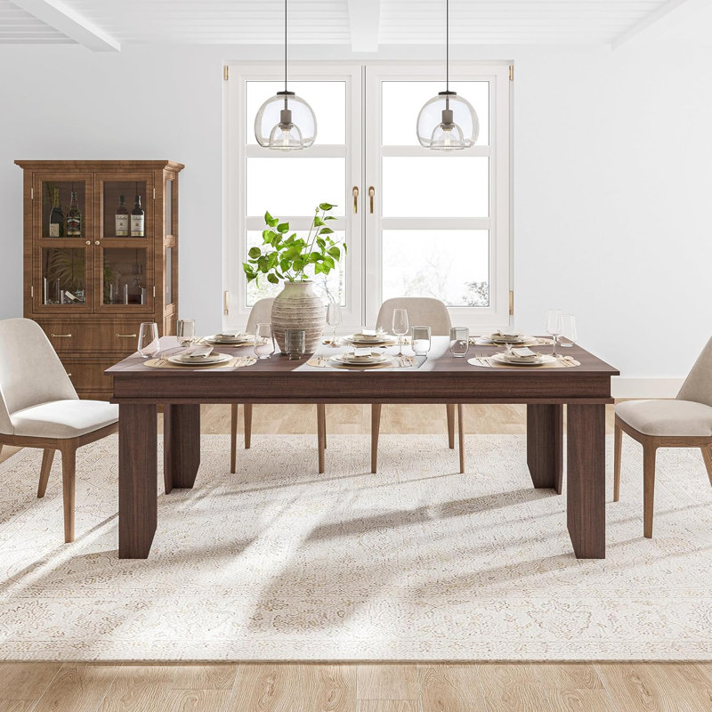 Table de salle à manger de style campagnard moderne de 71 pouces, table rectangulaire en bois pour 6 à 8 personnes, table de cuisine familiale robuste, assemblage facile