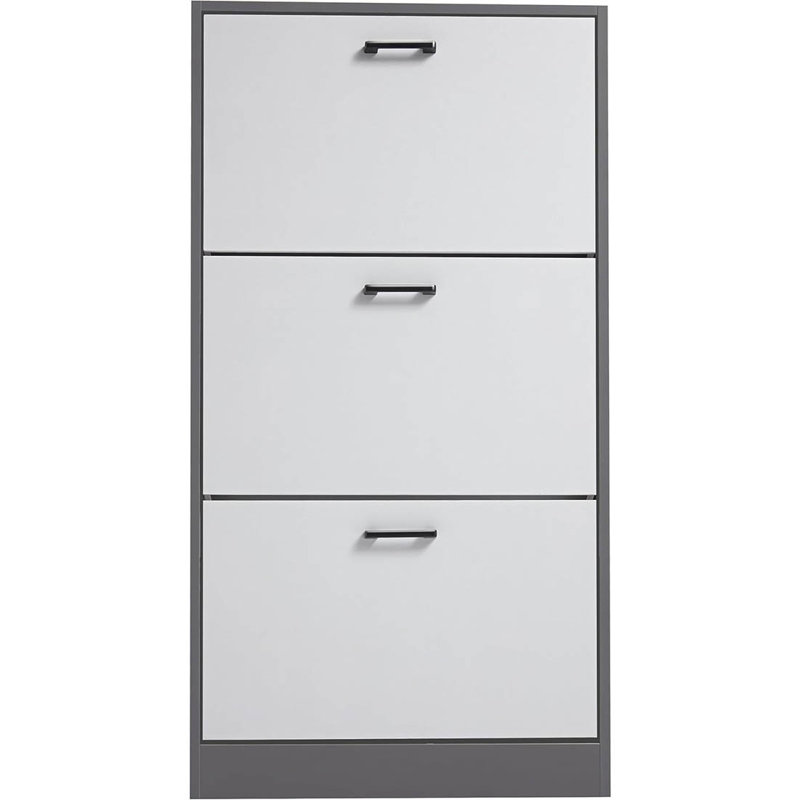 18 Pair Shoe Storage Cabinet, Dark Grey/Silver Grey/Black