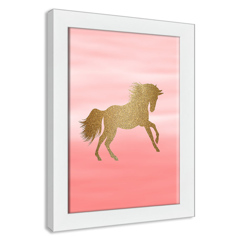 Art encadré ombré rose 1 ', H 14 po x l 10 po x P 0,6 po, Cadre blanc