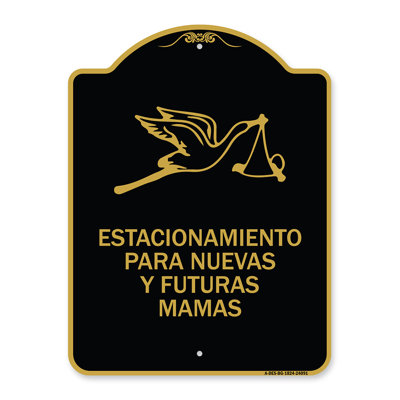 Signmission Designer Series Sign - Estacionamento Para Nuevas Y Futuras Mamas | Black & Gold 18" X 18" Heavy-Gauge Aluminum Architectural Sign | Protect Your Business & Municipality | Made In The USA