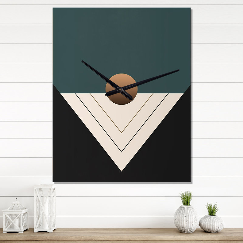 Horloge murale Mid Century Mid-Century Geometrics In Blue II, H 28 po x l 12 po x P 1 po
