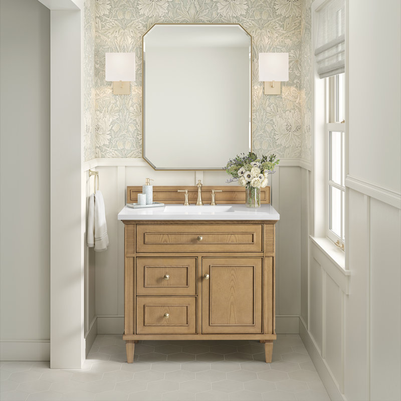 Lorelai 36'' W Single Vanity, Light Natural Oak, White Zeus, 8" Widespread