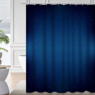 Dark Space Navy Gradient Night Sky Blue Shower Curtain with 12 Hooks