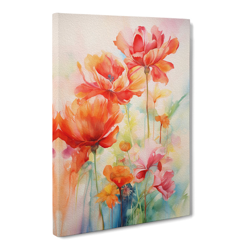 Floral Gestural - Wrapped Canvas, 60cm H x 40cm W x 3cm D