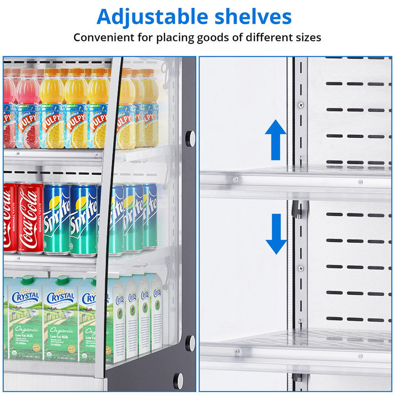7.8 Cu. Ft. Freestanding Open Merchandiser Refrigerator with LED Display & Defrost Function