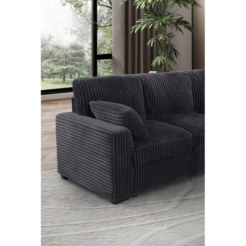 Canapé-lit modulaire en U avec lit escamotable et rangement, Gris chenille