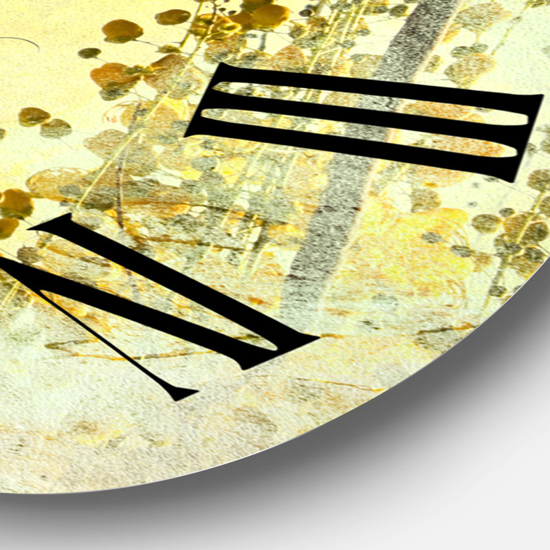 Fleur jaune, art grunge - horloge murale moderne, Surdimensionné