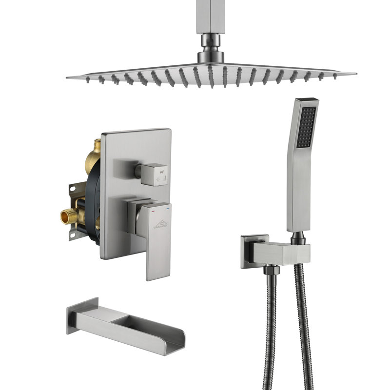 Robinet de baignoire et de douche avec valve brute, Nickel brossé