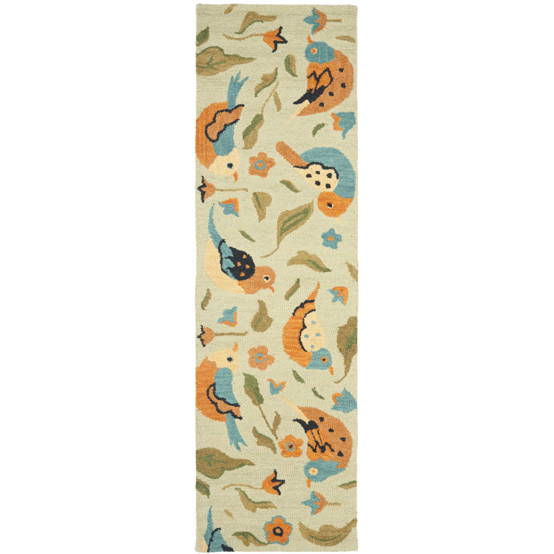 Alston Hand Hooked Wool Floral Rug, Runner 2'6" x 10'