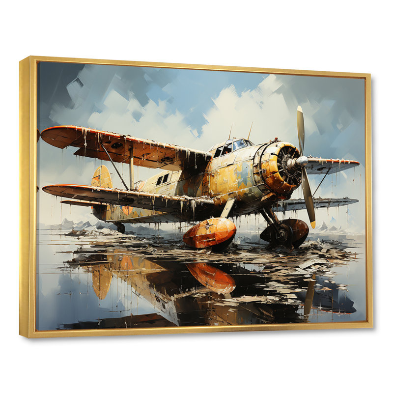 Reproduction d'art sur toile, Cadre flottant doré, H 16 po x l 32 po x P 1 po