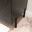 30 po Ensemble de meuble-lavabo simple sur pied Largeur avec lavabo vasque en céramique et comptoir blanc Carrara-113791482